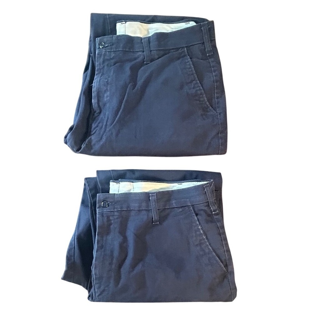 UniFirst Work Pants Bundle Set Of 2 38x32 Navy Blue Cotton Twill Straight Leg